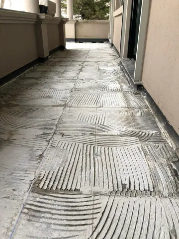 Balcony floor prepared for new tile installation