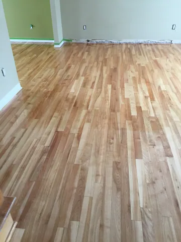 Timber floor during sanding and finishing